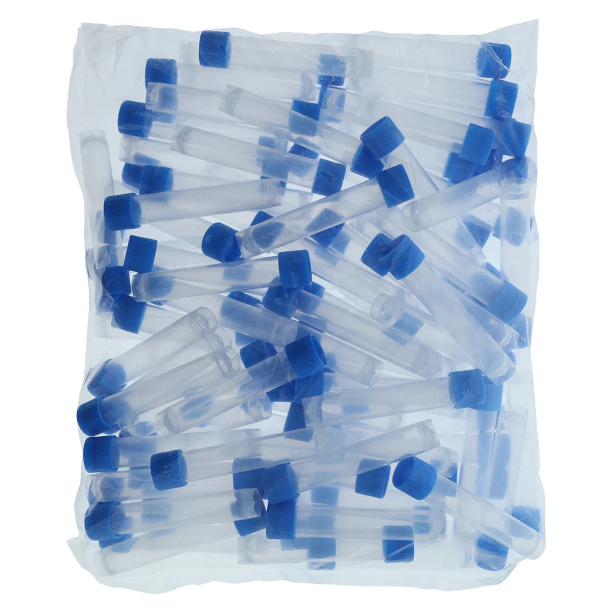 Fisherbrand Polypropylene Transport Tube, 10mL, Graduated, Clear, Self-Standing, Round Bottom, Non-Sterile, 86x15mm, Blue Screw Cap, 2000/Case - Tube Serum Transport 10ml - Image 1