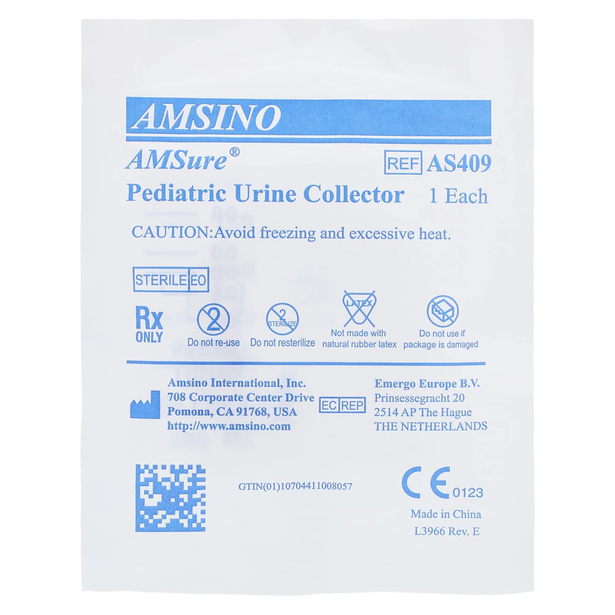 AMSure Urine Collection Bag, Pediatric, 200mL, Sterile, Graduated, White, Latex-Free, 50/Box thumbnail 3