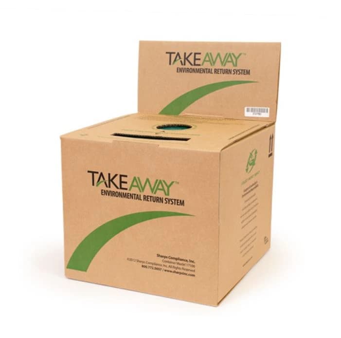 TakeAway Environmental Return System 10 Gallon Mail-Back System, Cardboard, 14"L x 14"W x 11.875"H, Each - Takeaway Environmental Return System 10 Gallon Mail-Back System - Image 1