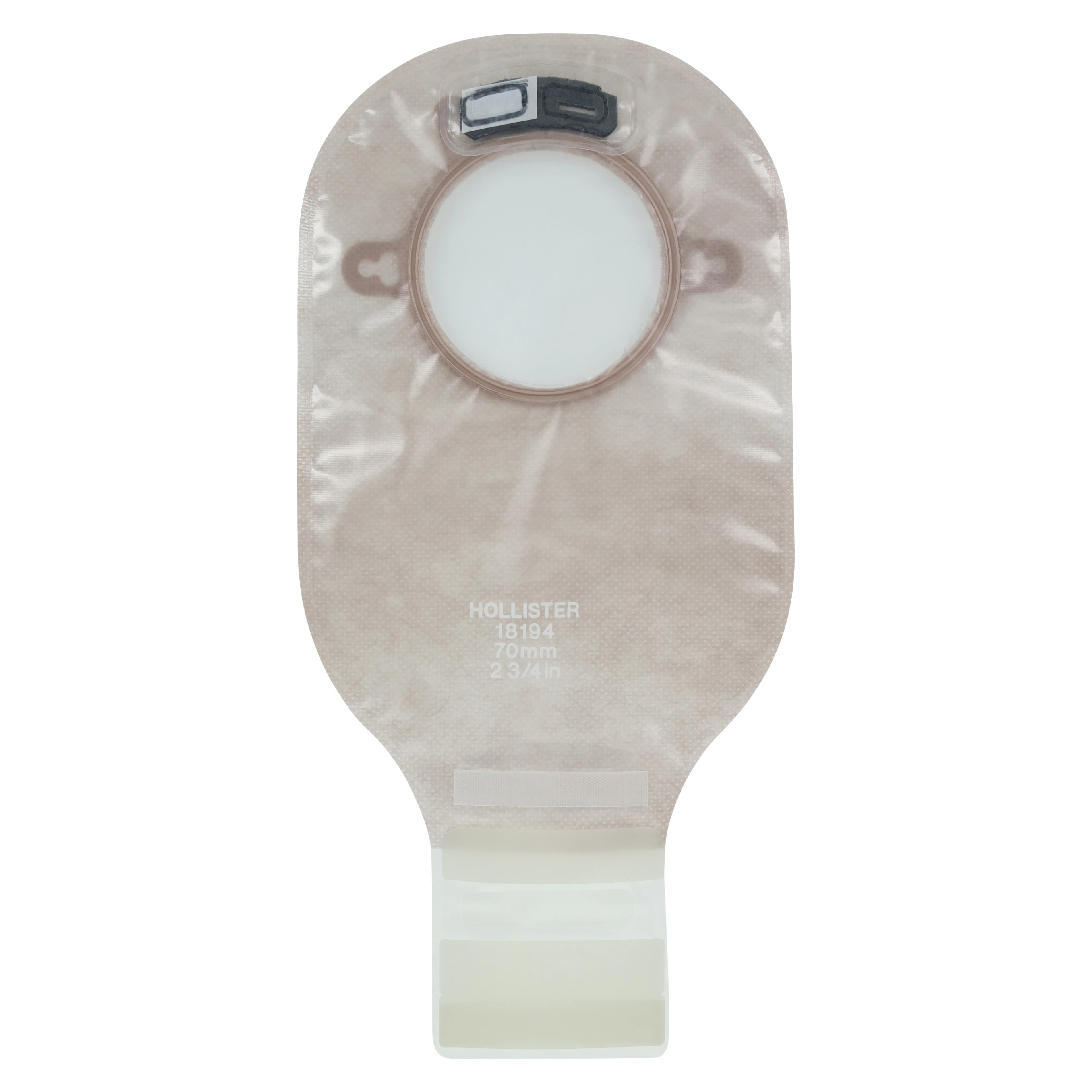 Hollister New Image 2-Piece Ostomy Pouch, Transparent/Blue, Standard, Drainable with Filter - Pouch Drain w/Filter - Image 1