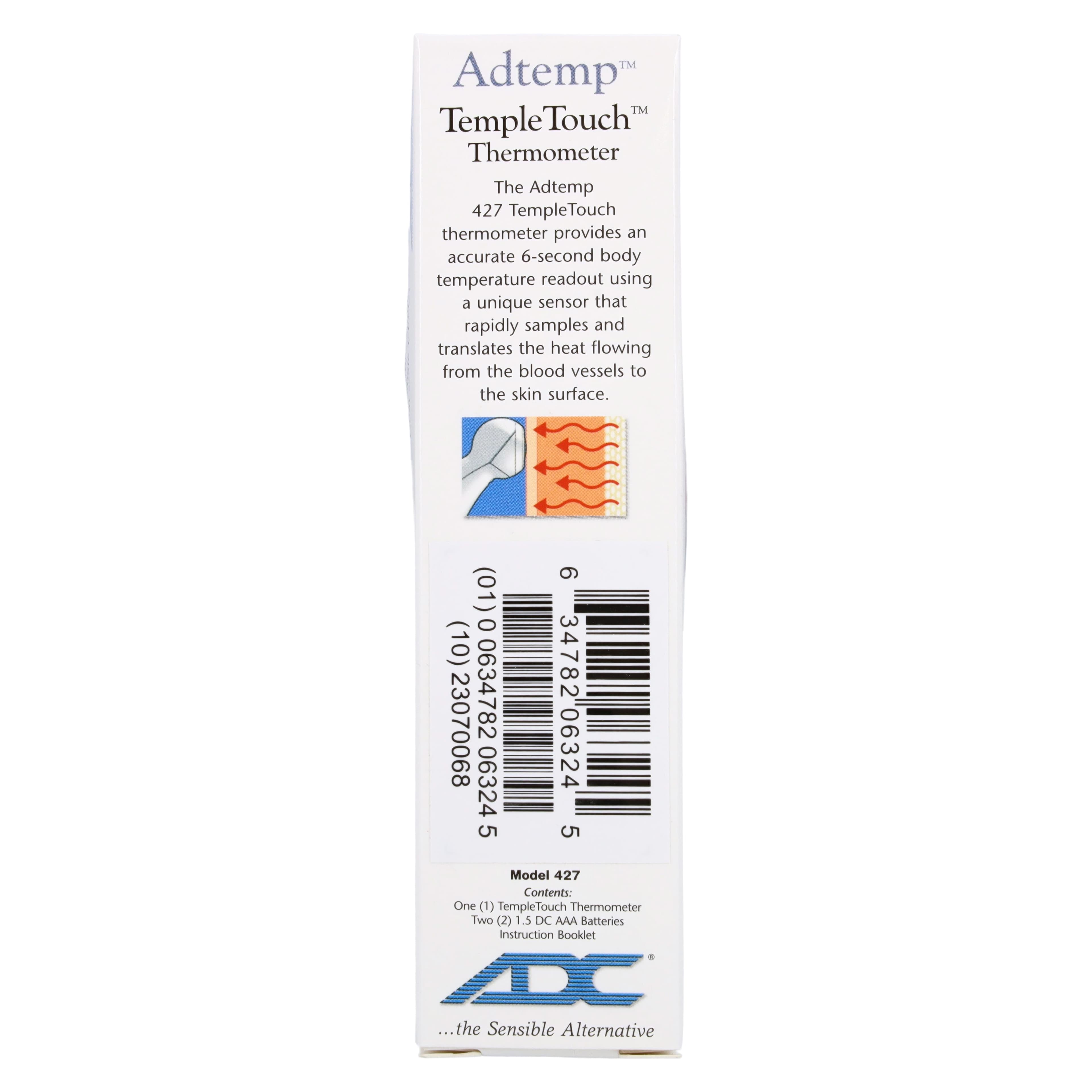 American Diagnostic Adtemp TempleTouch Conductive Thermometer, Reusable, Dual Scale, 2 AAA Battery thumbnail 6