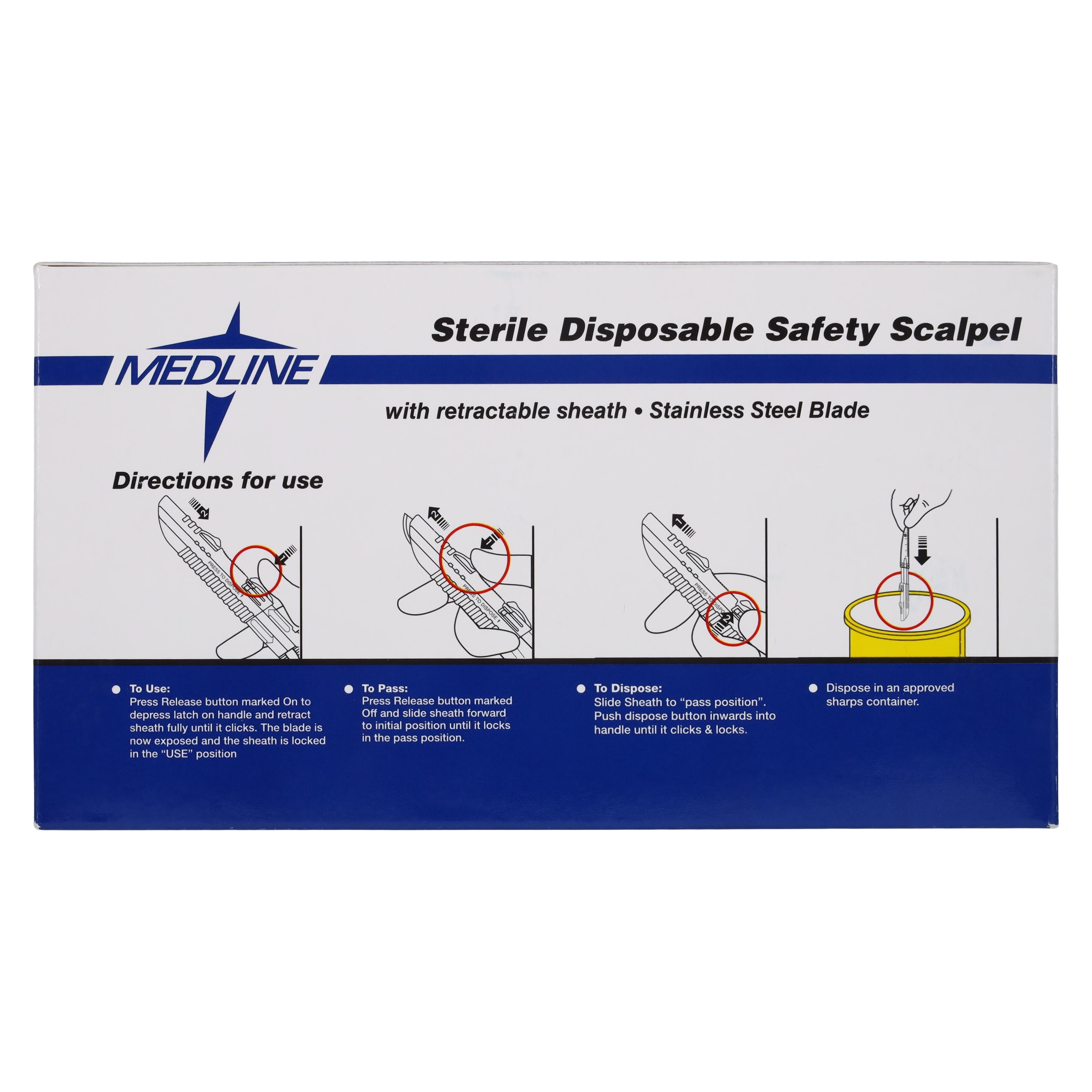 Medline Disposable Safety Scalpel, #10 Stainless Steel Blade, Sterile thumbnail 4