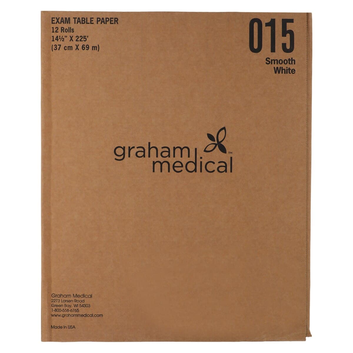 Graham Medical Exam Table Paper, Smooth, White, Pediatric, 14.5 in x 225 in, 12 Rolls/Case thumbnail 3