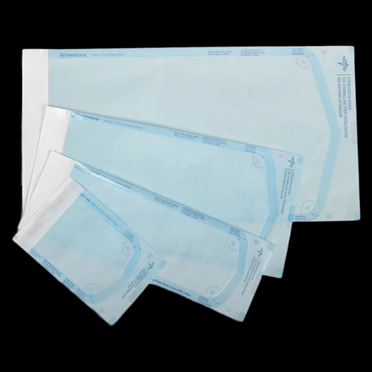 Medline Sterilization Pouch, Self-Seal, 3.5 in x 22 in, White/Blue, 1000/Case - Steril Pouch 3 1/2 x 22 - Image 1