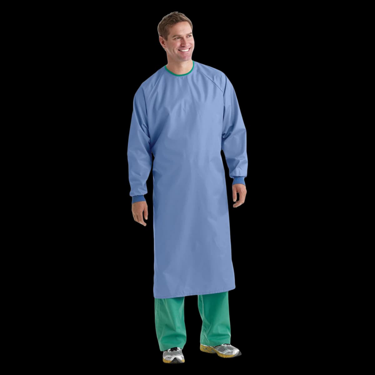 Medline Blockade AngelStat Reusable Surgical Gown, 99% Polyester / 1% Carbon, X-Large, Ceil Blue, Neck/Back Ties, 12/Case - Gown Surgeon Blockade 1Ply - Image 1