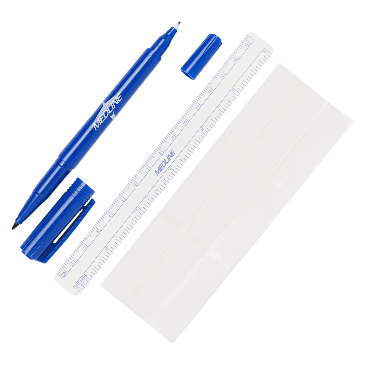Medline Utility Skin Marker Dual Tip, Blue, Sterile, 6 Labels - Skin Marker Dual Ruler 6Labels - Image 1