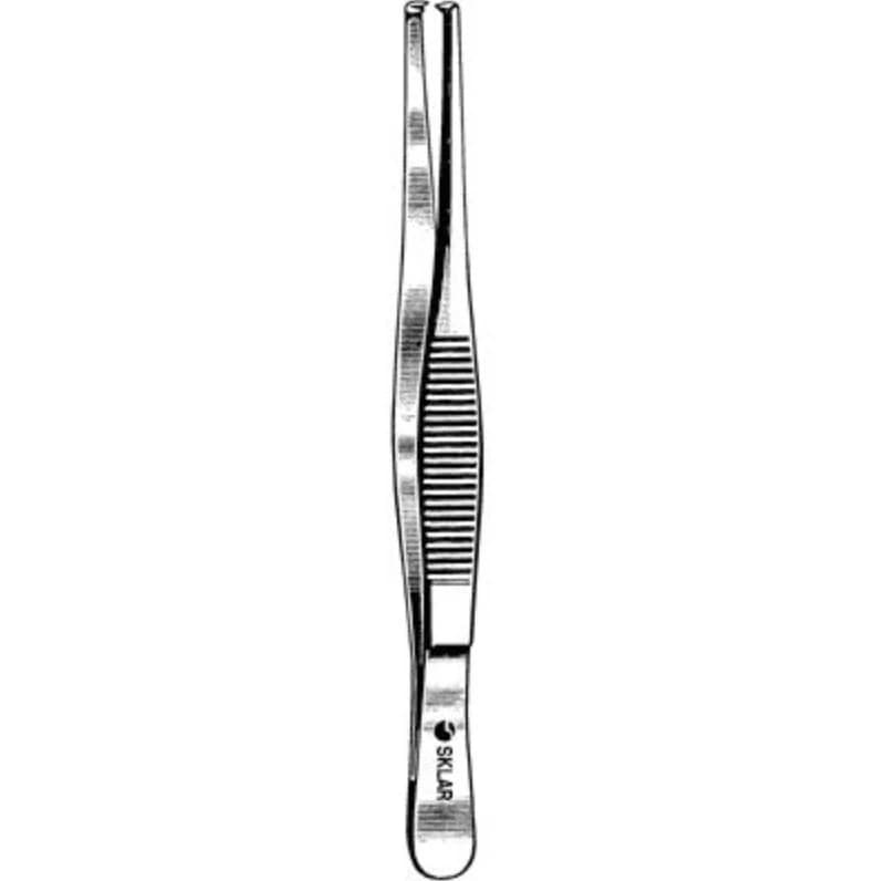 Sklar Instruments Tissue Forceps, 1x2 Teeth, 4-1/2" Stainless Steel, Autoclavable - Forcep Tissue 1x2 Teeth - Image 1