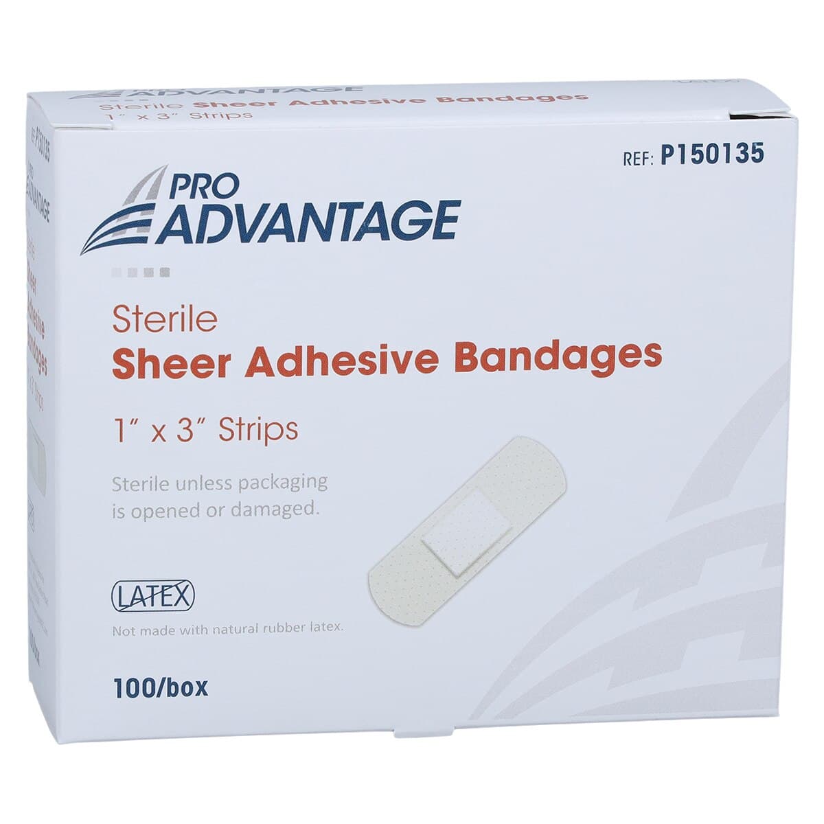 Pro-Advantage Adhesive Bandage Sheer Strip, 1" x 3", Tan, Sterile, 100/Box thumbnail 2