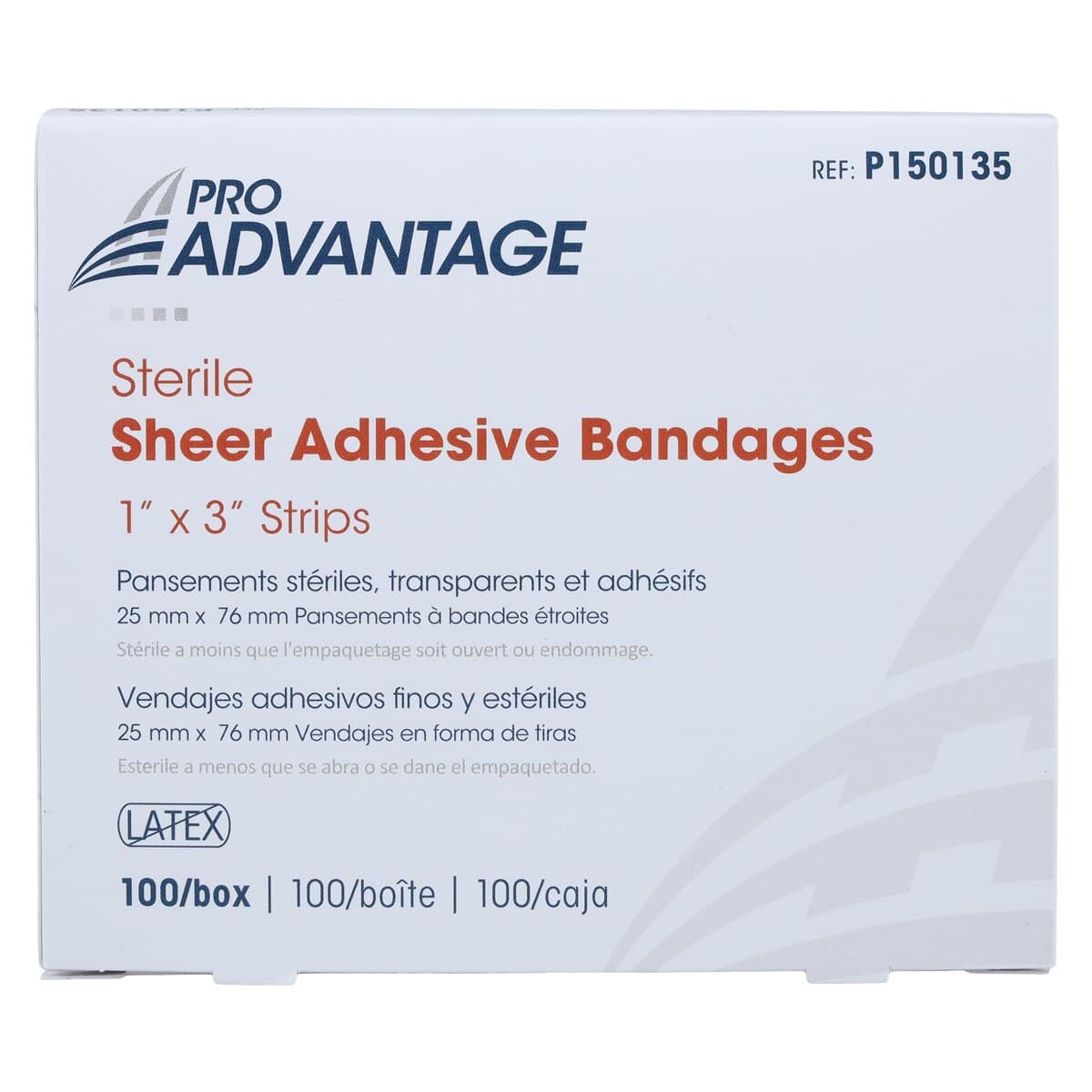 Pro-Advantage Adhesive Bandage Sheer Strip, 1" x 3", Tan, Sterile, 100/Box thumbnail 5