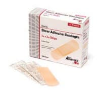 Pro-Advantage Adhesive Bandage Sheer Strip, 1" x 3", Tan, Sterile, 100/Box - Bandage Adhsv Sheer Strip - Image 1