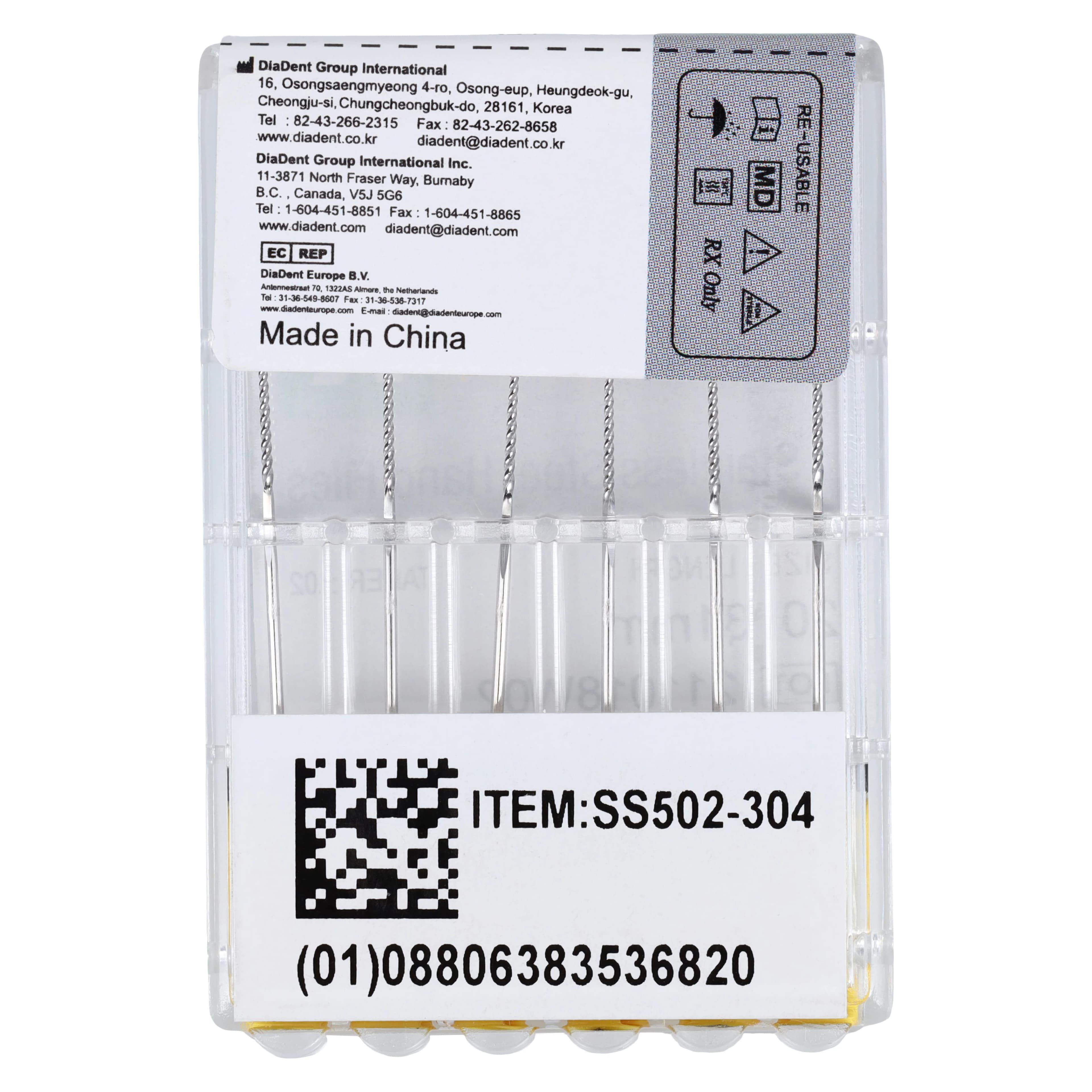 #20 Yellow DiaDent K-Files, 31mm, Stainless Steel, 6/Pack thumbnail 2