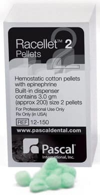 Racellet Hemostatic Cotton Pellets with Racemic Epinephrine, Size #2 (5.5mm), Green, 200/Box, 12-150 - Racellet Hemostatic Pellets, # 2, 200/Pk - Image 1