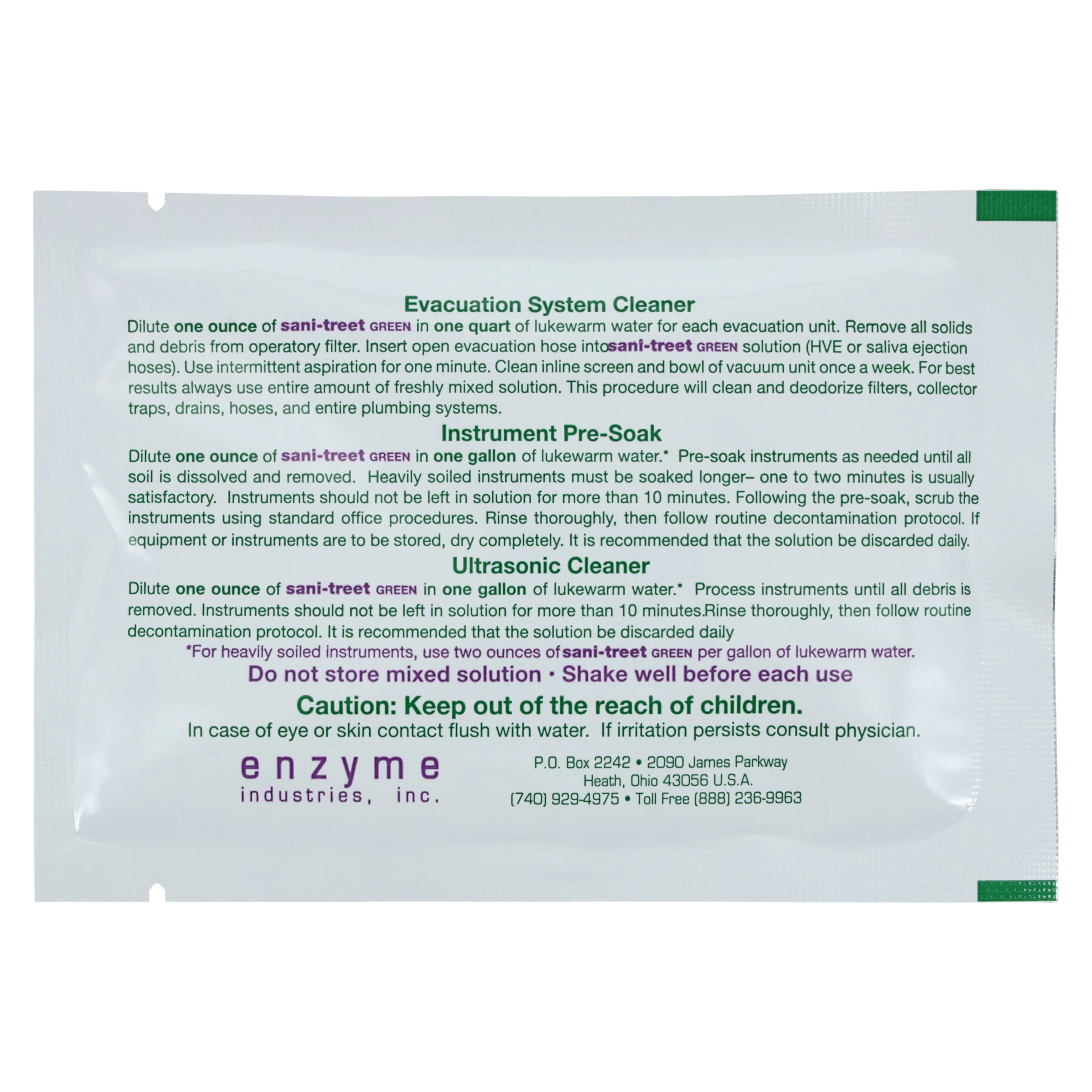 Sani-Treet Green Uni-Dose Enzymatic Cleaner, Biodegradable, Non-Foaming, 1 oz, 50/Box, 12 Boxes/Case thumbnail 3