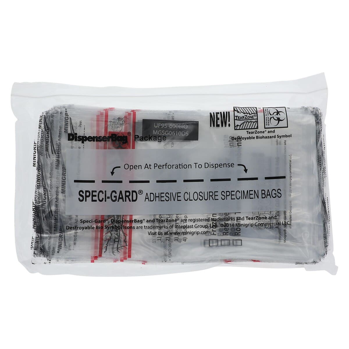 Speci-Gard Specimen Transport Bag, 6" x 10", Clear, Adhesive Closure, 100/Package (HHC016) thumbnail 2