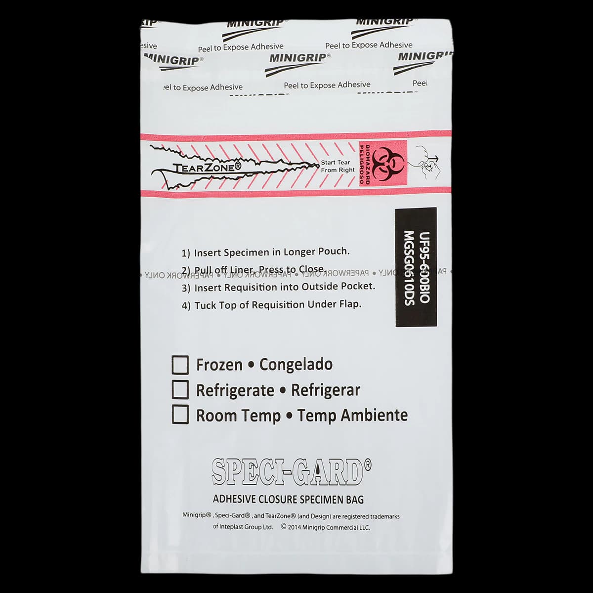 Speci-Gard Specimen Transport Bag, 6" x 10", Clear, Adhesive Closure, 100/Package (HHC016) - Bag Lab Specimen (HHC016) - Image 1