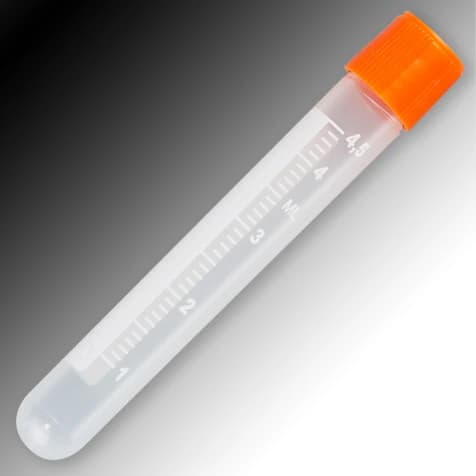 Globe Scientific Sample Tube, 5mL, Polypropylene, Graduated, Round Bottom, External Thread, Clear, Non-Sterile, 1000/Pk - Sample Tube Grad w/o Cap - Image 1