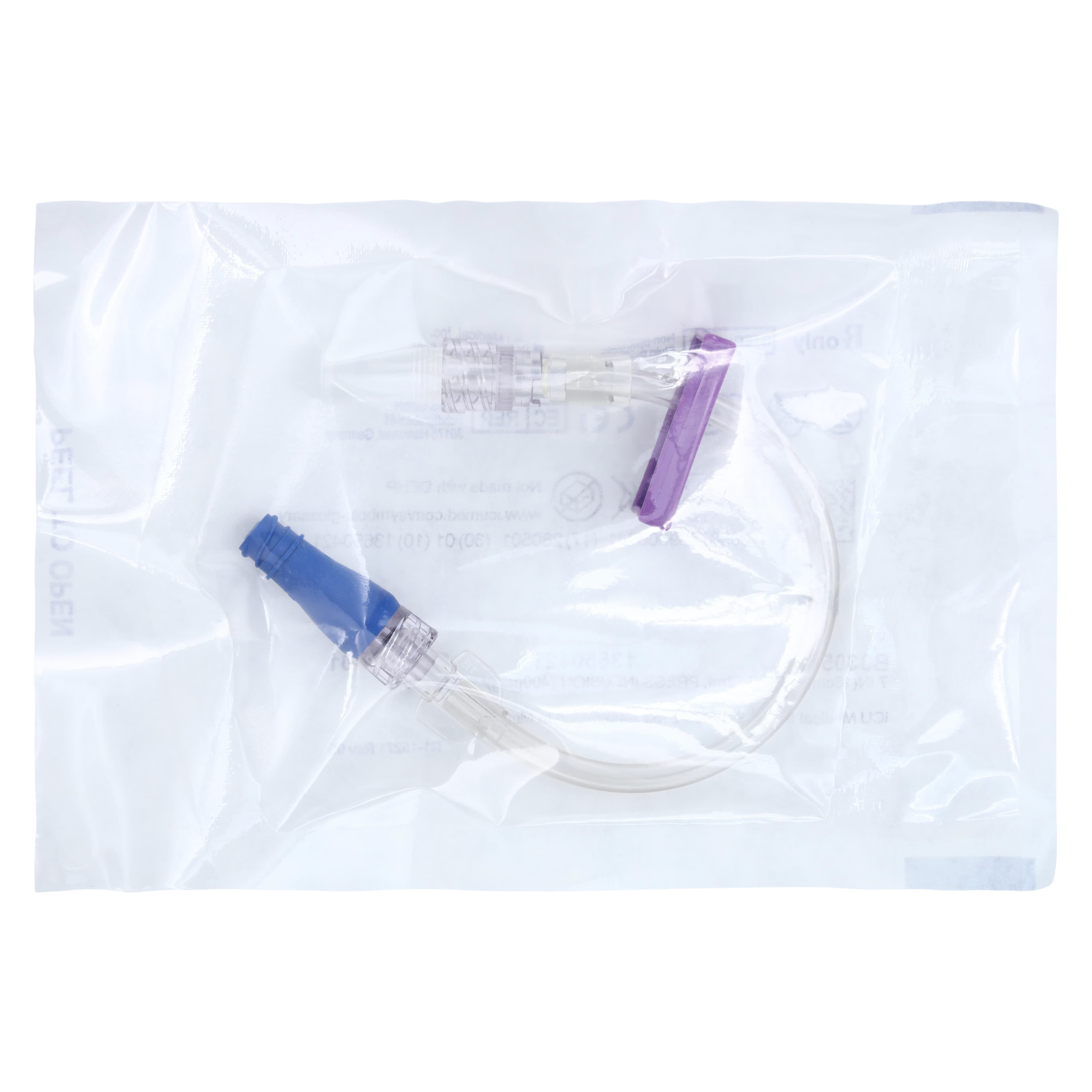 ICU Medical Extension Set, High Pressure, 7" with Rotating Adapter, Purple Clamp, Removable Microclave, Non-DEHP, Priming Volume 0.72 mL, 50/Case thumbnail 2