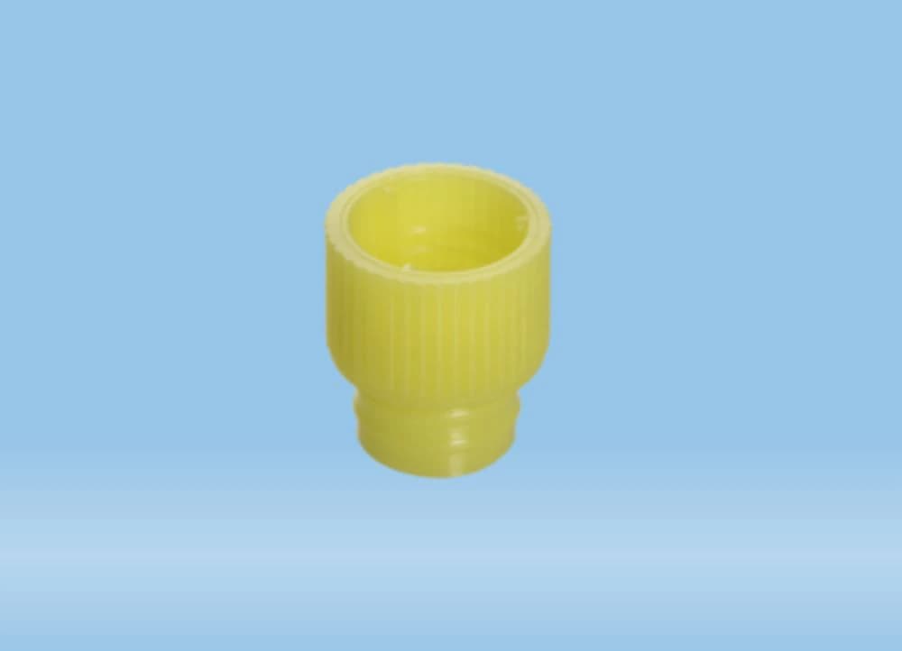 Sarstedt Push Tube Cap, LDPE, Yellow, 12mm, 1000/Pk - Caps f/Tubes 12x75 Plug - Image 1
