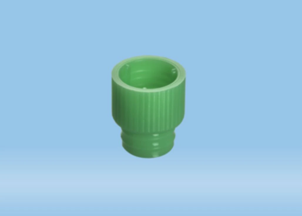 Sarstedt Push Tube Cap, LDPE, Green, 12mm, 1000/Pk - Caps f/Tubes 12x75 Plug - Image 1