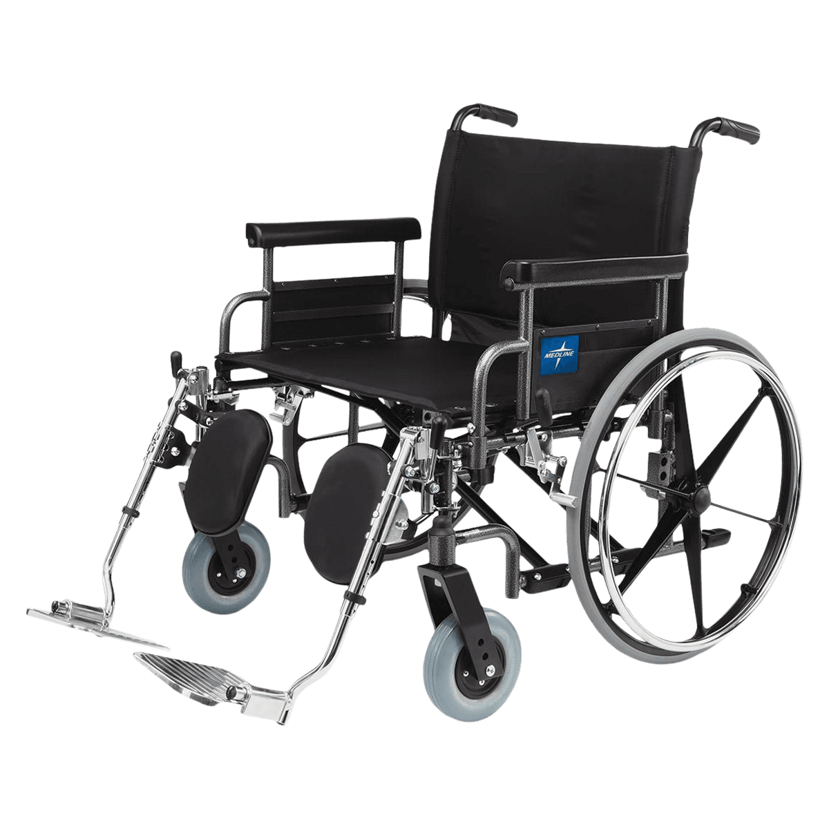 Medline Excel Shuttle Extra Wide Hemi Wheelchair, Bariatric, 24" Seat, 850 lb Capacity - Wheelchair Bariatric 24" - Image 1