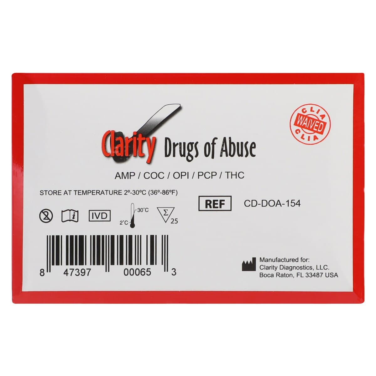 Clarity Urine Screen Test Kit, 5 Panel Dip Card, CLIA Waived, 25/Box thumbnail 6