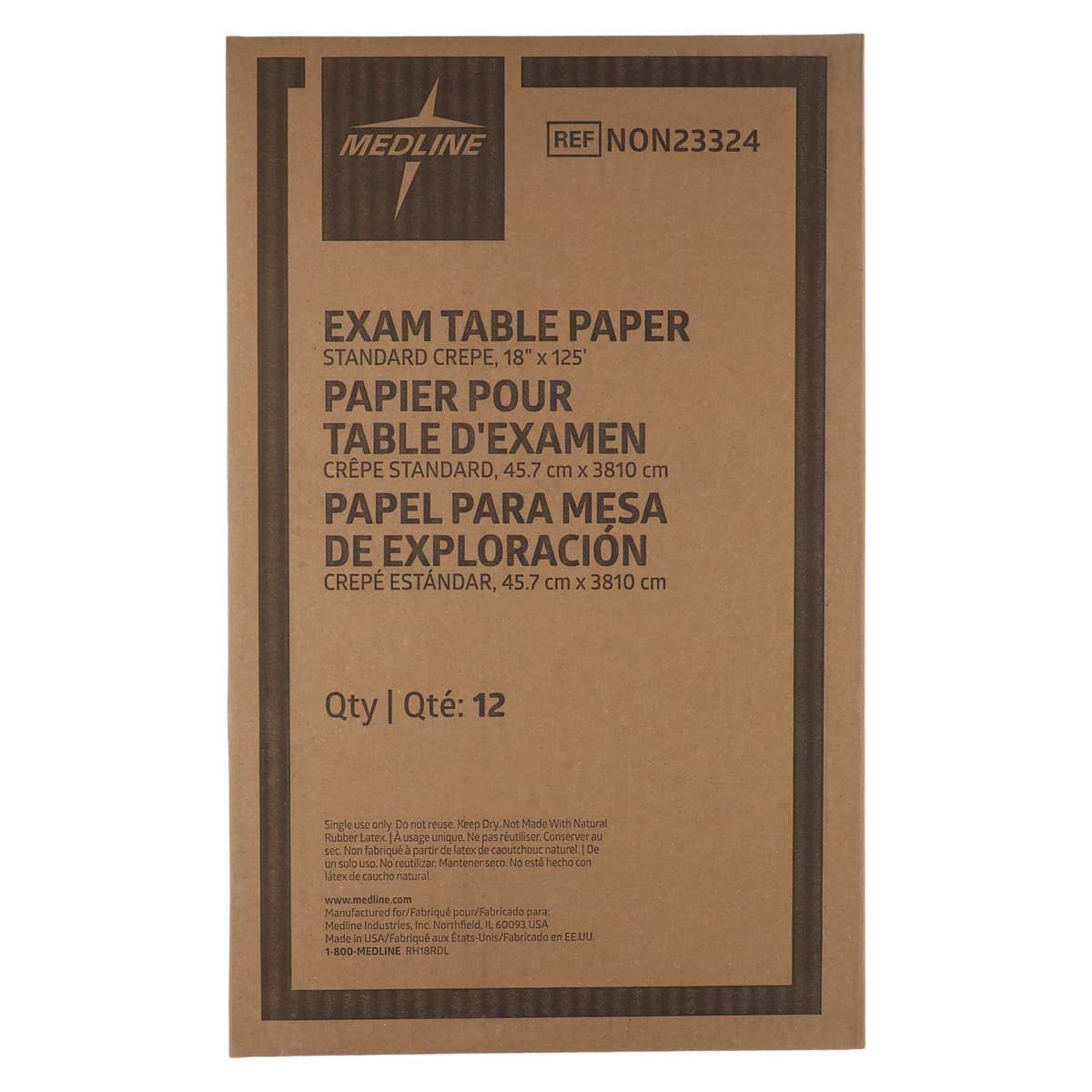 Medline Exam Table Paper, Crepe, White, Non-Sterile, 18 in x 125 ft, 12 Rolls/Case thumbnail 3