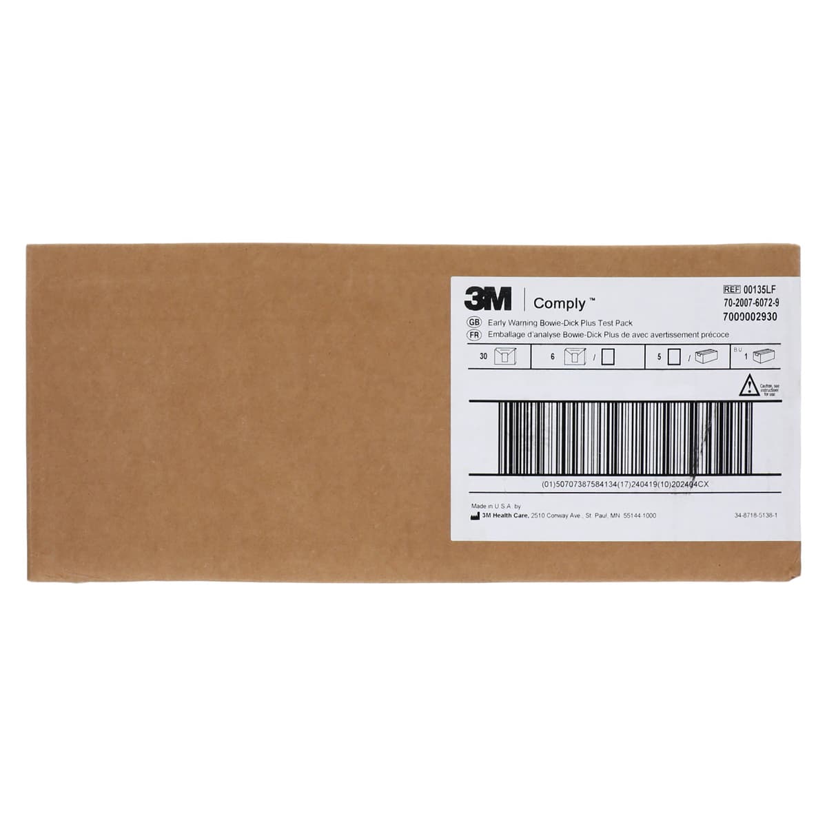 3M COMPLY Bowie-Dick Type Test Systems, Plus Test Pack, Early Warning Test Sheet, Disposable, 30/Case, 00135LF thumbnail 2