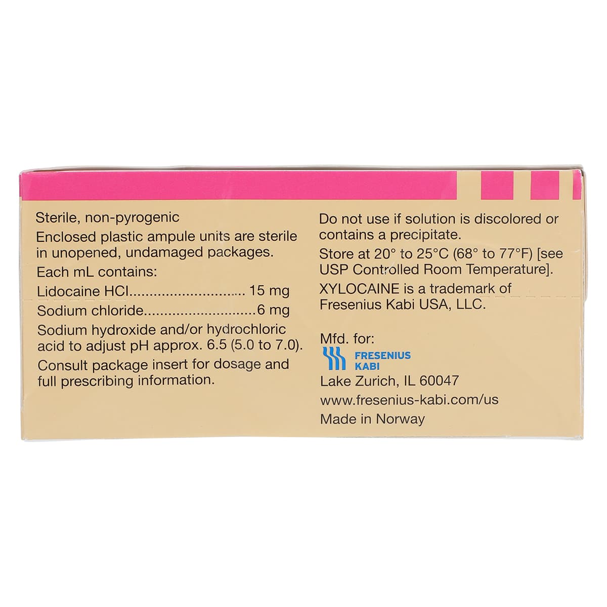 Xylocaine MPF 1.5% Preservative Free Injection, 20mL Ampule, 5/Package thumbnail 2