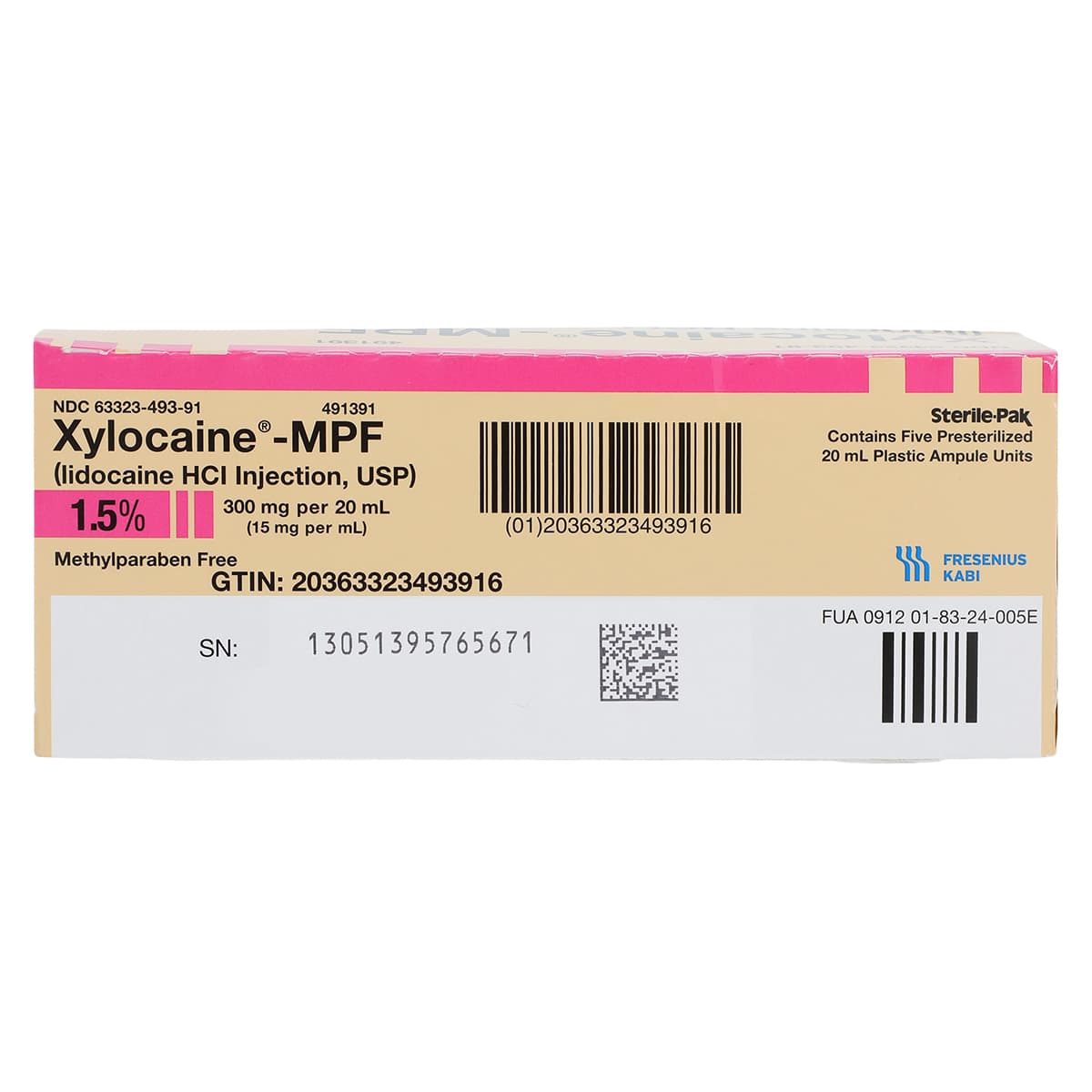 Xylocaine MPF 1.5% Preservative Free Injection, 20mL Ampule, 5/Package thumbnail 4