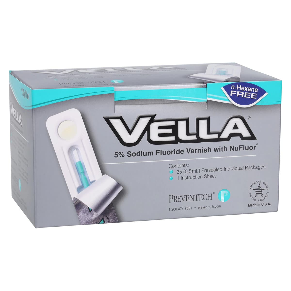 Vella 5% Sodium Fluoride Varnish with Xylitol, Melon Flavor, Clear Formula, Unit Dose 0.5 mL, 35/Box - Vella 5% NaF Melon Varnish w/Xylitol (35) - Image 1