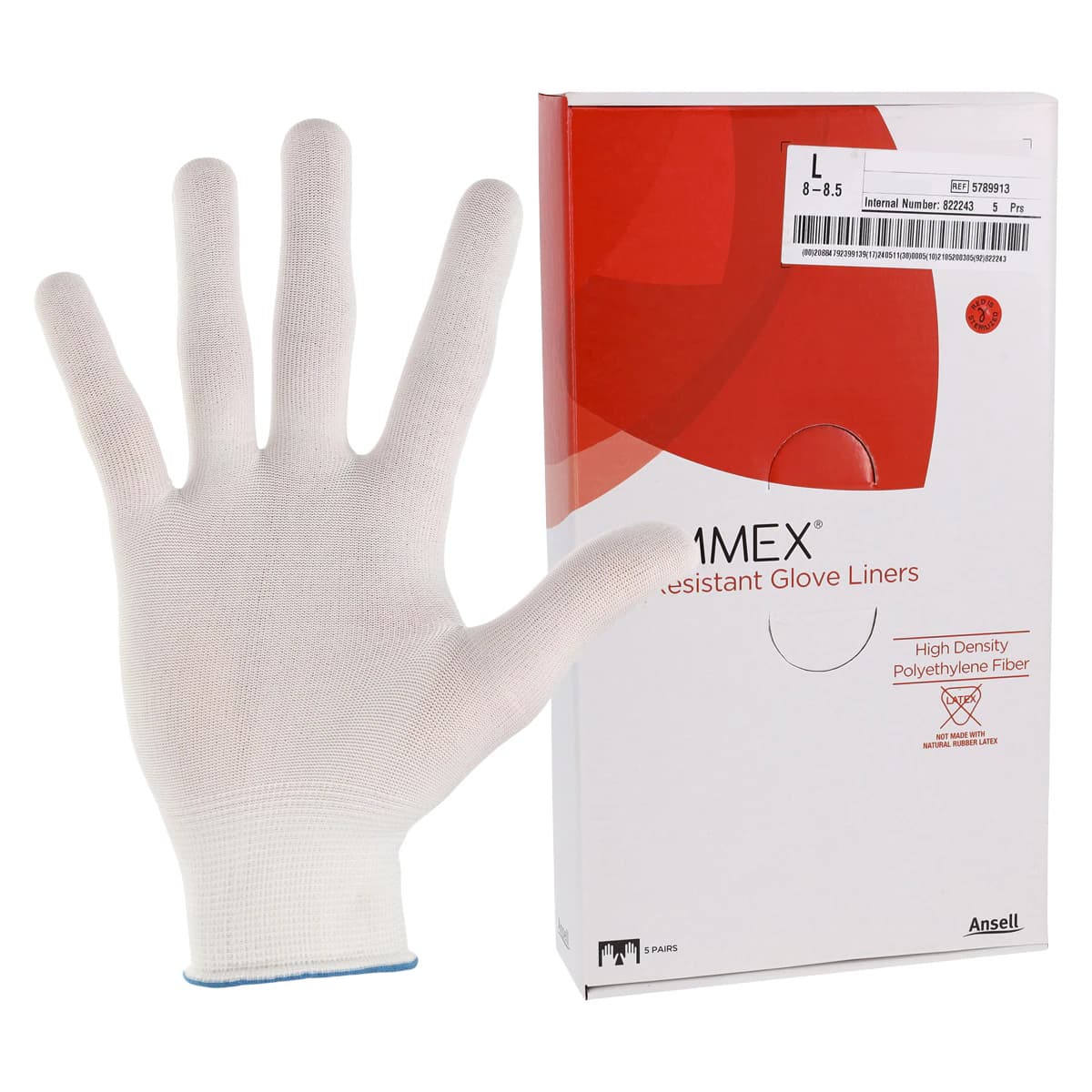 Ansell Dyneema Diamond Cut-Resistant Glove Liner, Large, 5/Box thumbnail 2