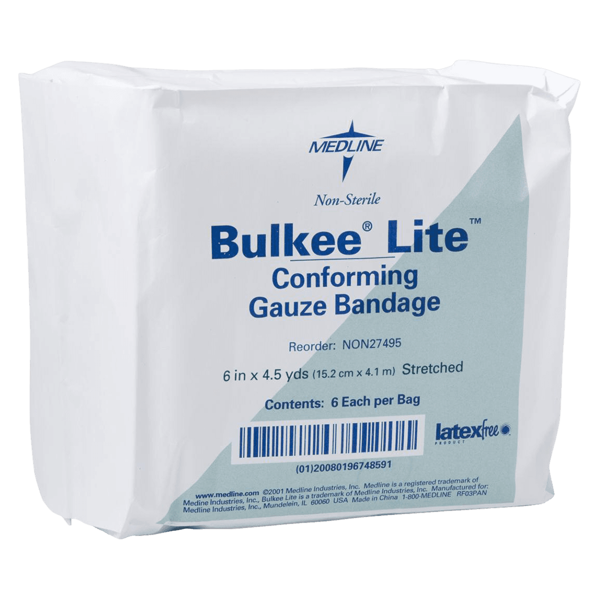 Medline Bulkee Lite Gauze Bandage, 6" x 4.4 yd, 3 Ply, Non-Sterile, 48/Case - Bandage Fluff Bulkee Lt 3Pl NS - Image 1