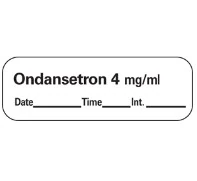Labels Ondansetron White, 4mg/mL, 1-1/2x1/2", 600/Roll, DTI Anesthesia - Labels Ondansetron White - Image 1