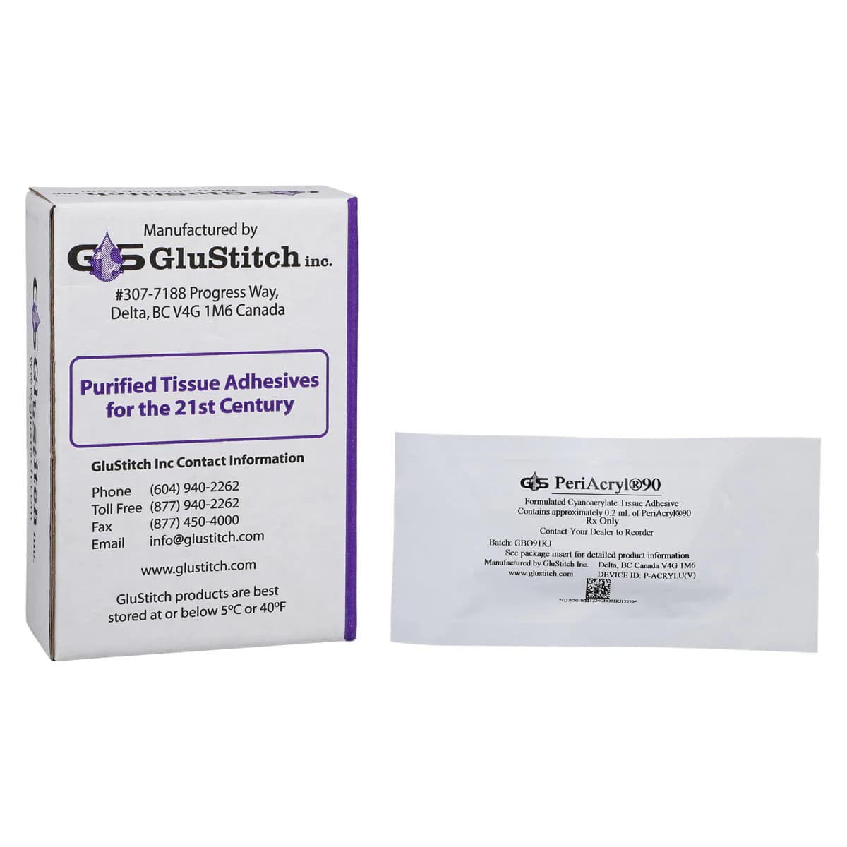 GluStitch PeriAcryl 90 High Viscosity Oral Tissue Adhesive, 0.2 mL Single-Use, Violet, Box of 12, P-ACRYLUV thumbnail 2