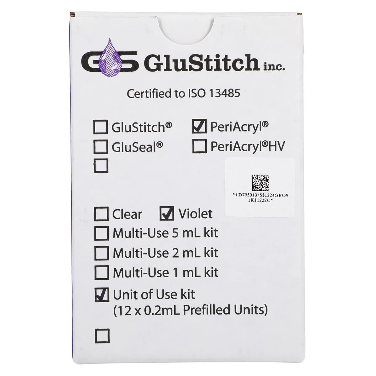 GluStitch PeriAcryl 90 High Viscosity Oral Tissue Adhesive, 0.2 mL Single-Use, Violet, Box of 12, P-ACRYLUV thumbnail 5
