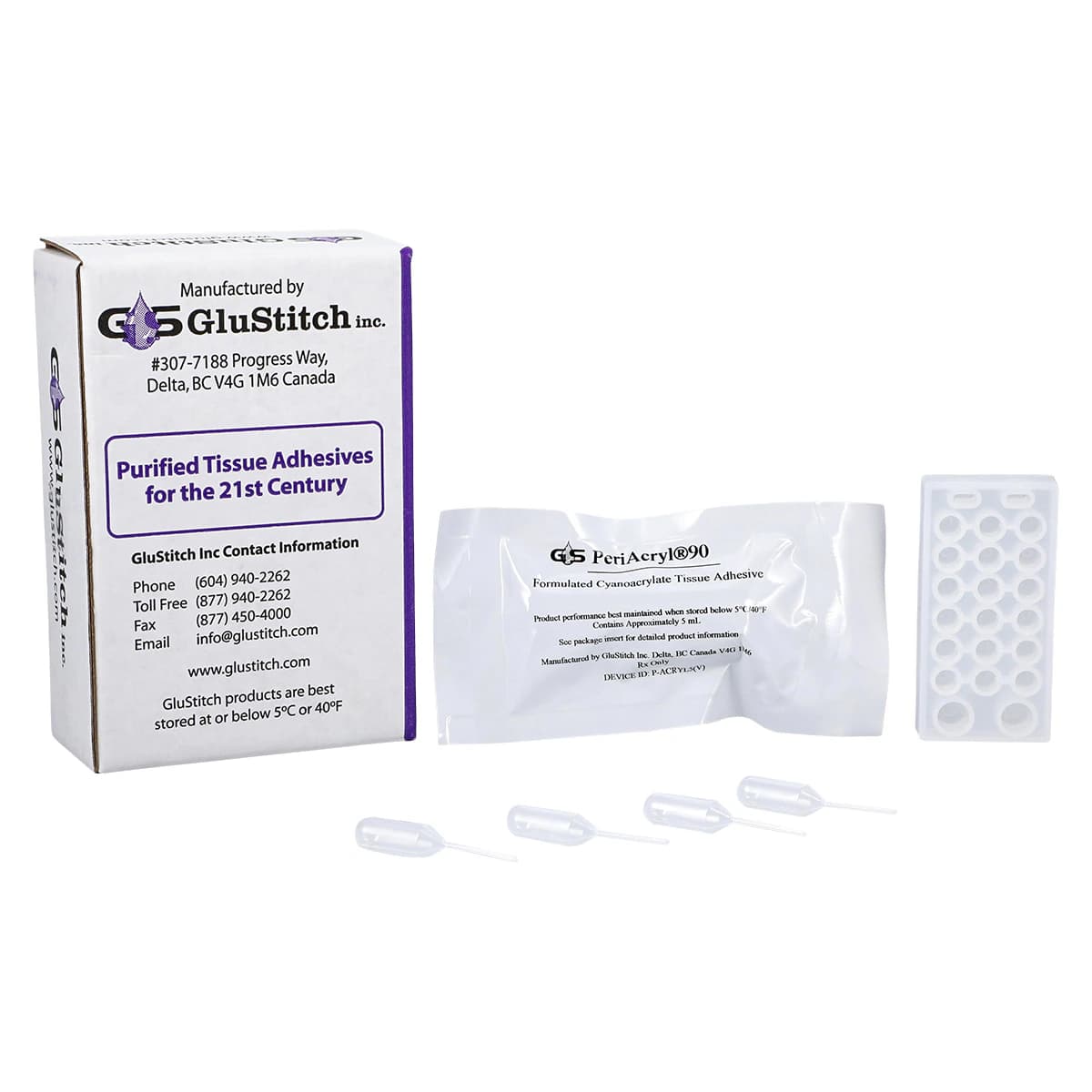 PeriAcryl Periodontal Tissue Adhesive, Regular Viscosity, Violet, 5 mL Bottle with 50 Applicators, P-ACRYL5V thumbnail 2
