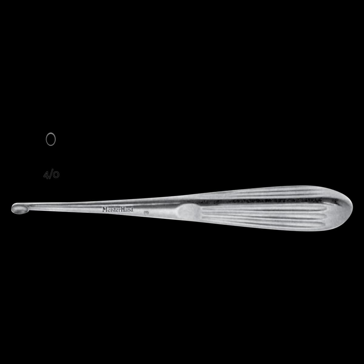 Miltex Meister-Hand Spratt Mastoid Curette, Size 4/0, Oval, 6-1/2" Stainless Steel, Each - Curette Spratt Size 4/0 - Image 1