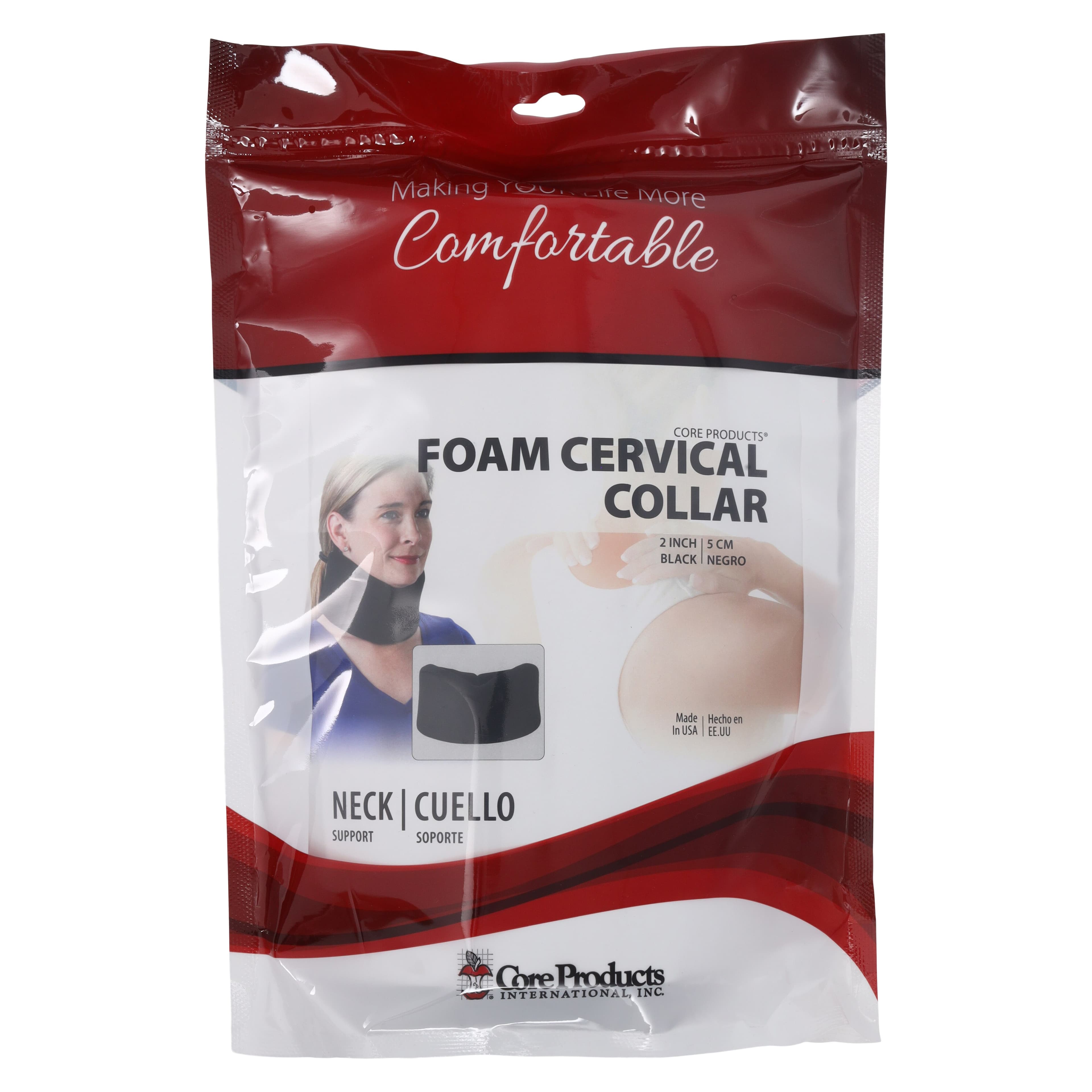 Core Products Cervical Collar, Polyurethane Foam, 2" x 24", One Size, Black thumbnail 4