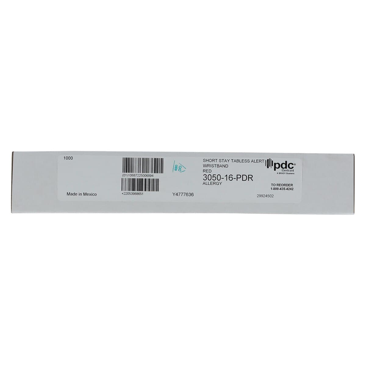 Precision Dynamics Short Stay Alert Wristband, Tyvek, Adhesive, Pre-Printed, Red, Adult/Pediatric, 10", 1000/Box thumbnail 5