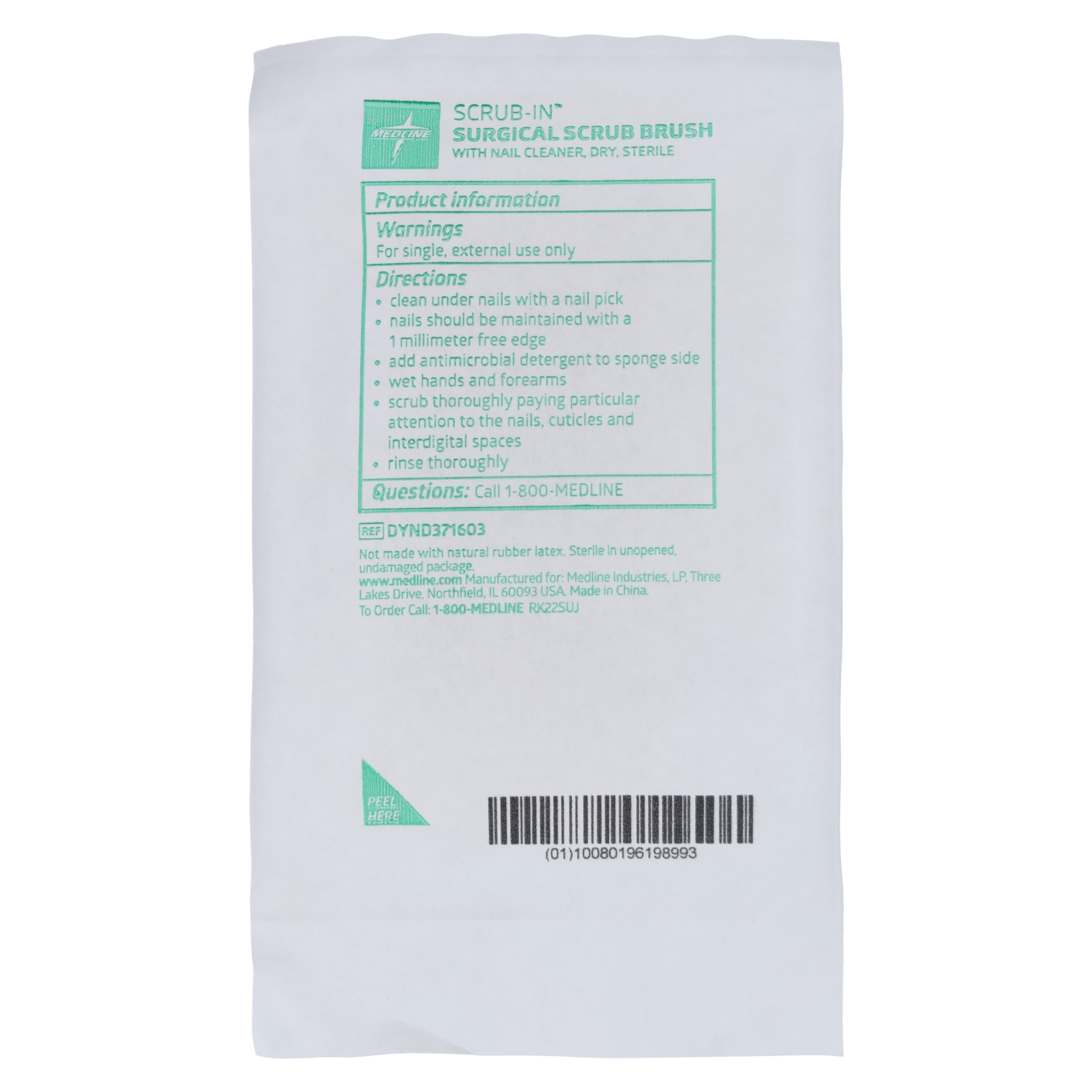 Medline Scrub Brush Surgical Sterile, Polyurethane Sponge/Polyethylene Bristles, White/Orange thumbnail 2