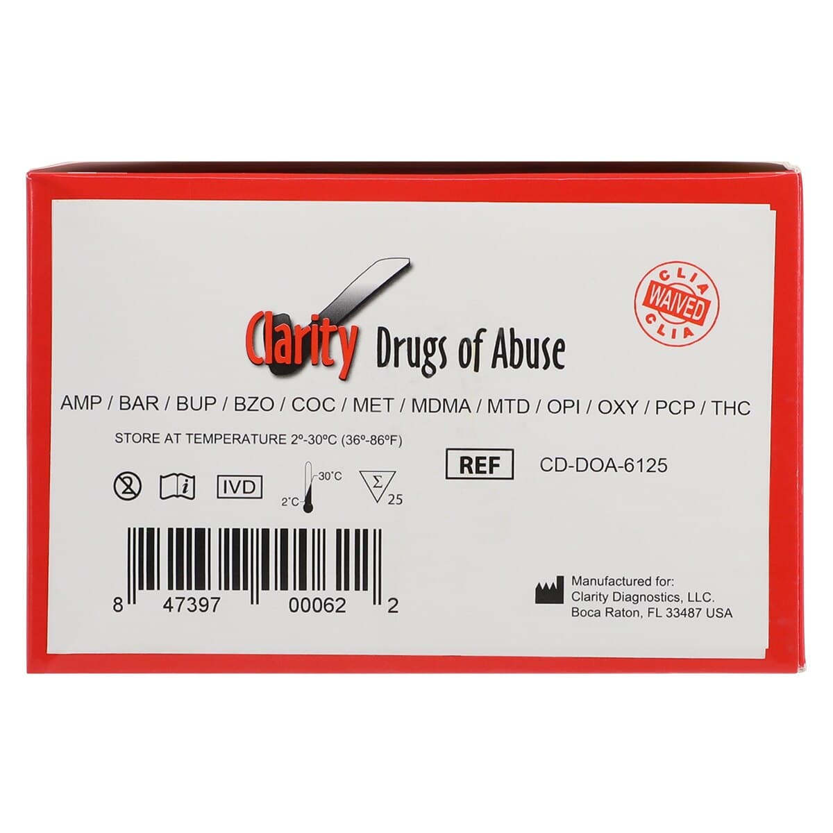 Clarity Diagnostics Urine Drug Test Dip Card, 12 Panel, CLIA Waived, 25/Box thumbnail 7