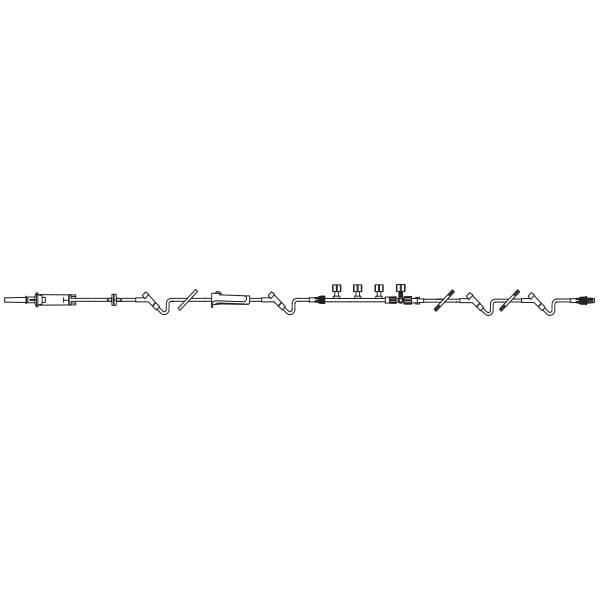 Baxter Continu-Flo IV Solution Set with 2 Interlink Injection Sites, 4-Way Stopcock, 89" Male Luer Lock Adapter, 10 Drops/mL, 48/Case - Continu-Flo Set w/2 Interlink - Image 1