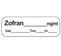 Precision Dynamics Zofran Anesthesia Label, 1-1/2" x 1/2", White, 600/Roll - Label Zofran 1-1/2"x1/2" - Image 1