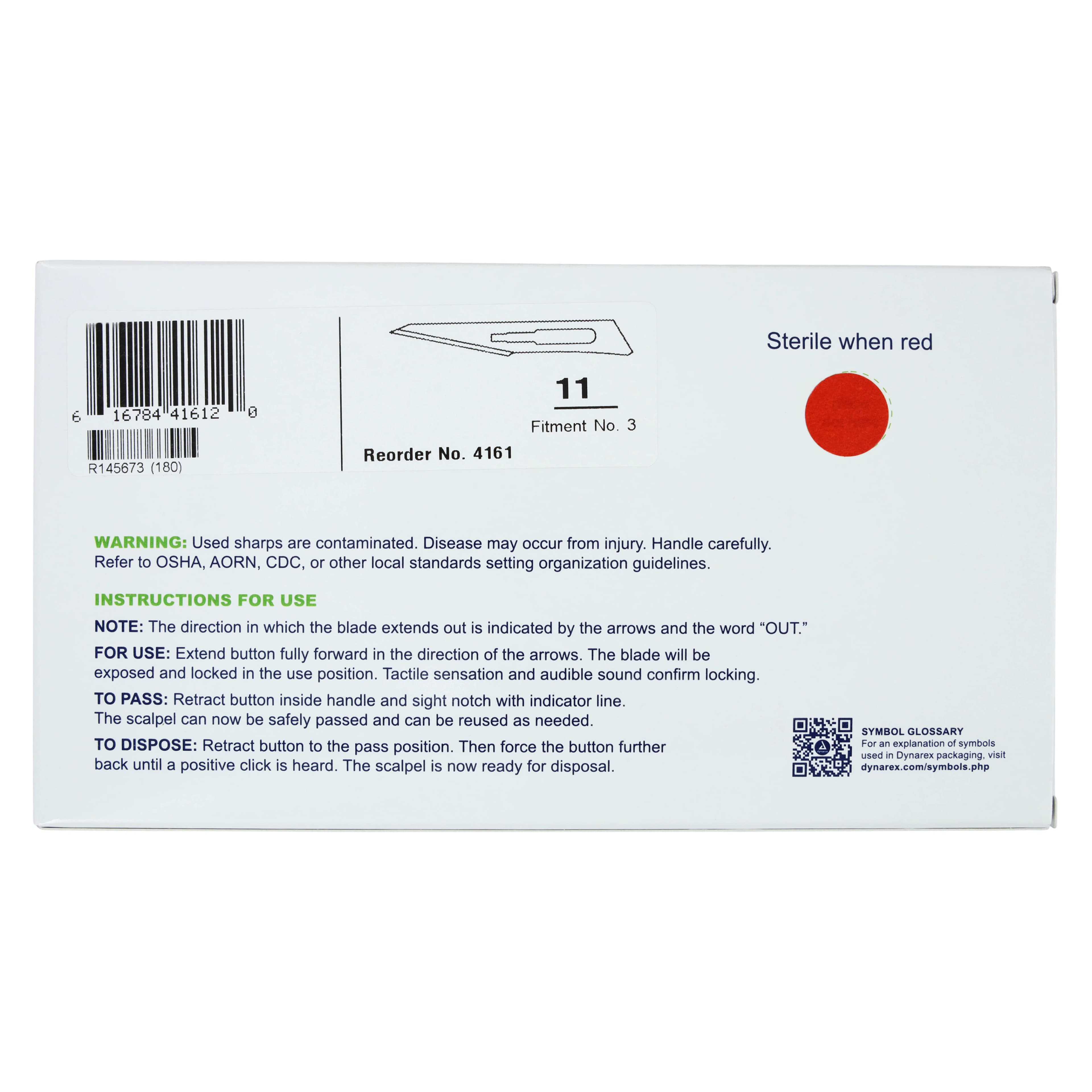 Dynarex Medicut #11 Stainless Steel Surgical Scalpel Blade with Plastic Handle, Sterile, Retractable Safety, 10/Pk, #4161 thumbnail 5