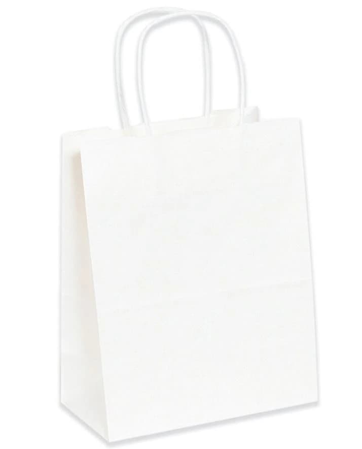 White Paper Shopping Bags, 9.75" x 7.75" x 4.75", 250/Pack - Bags Paper Shopping White - Image 1