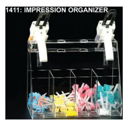 Plasdent Clear Acrylic Impression Organizer, Holds 4 Syringes with Mixing and Intraoral Tip Compartments, 12-1/4"W x 9-1/2"H x 6"D, 1/Pk, 1411 - Impression Organizer, Clear, 1/Pk, 1411 - Image 1