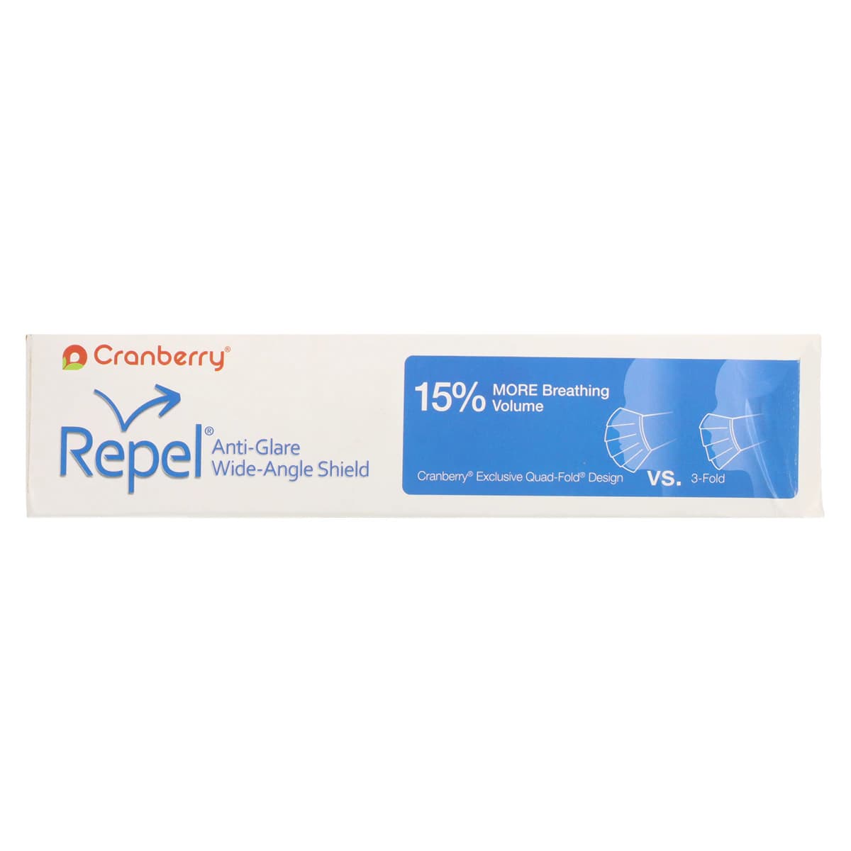 Cranberry Repel 4-Ply Anti-Glare Wide-Angle Shield Earloop Face Mask, ASTM Level 3, Sapphire, 25/Box, R2980SA thumbnail 5