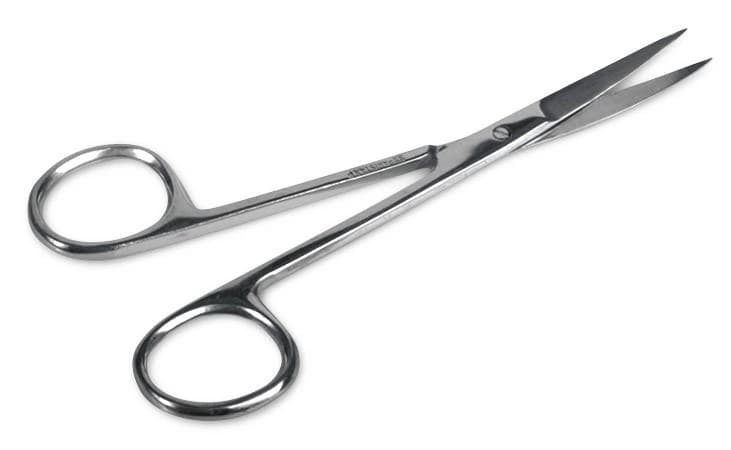 Medline Iris Surgical Scissors, Straight, 4-1/2", Stainless Steel, Sterile, Disposable, 50/Case - Scissors Iris Straight Sterile - Image 1