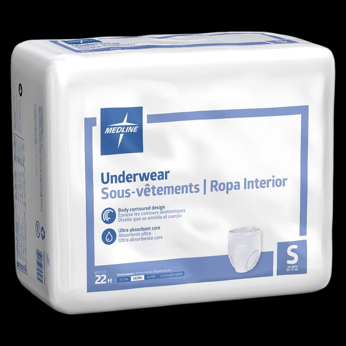Medline Protection Plus Incontinence Underwear, Unisex Adult, Moderate Absorbency, Small/Medium, 20-28", White, Pull-Up, 88/Ca - Underwear Protection Plus SM - Image 1