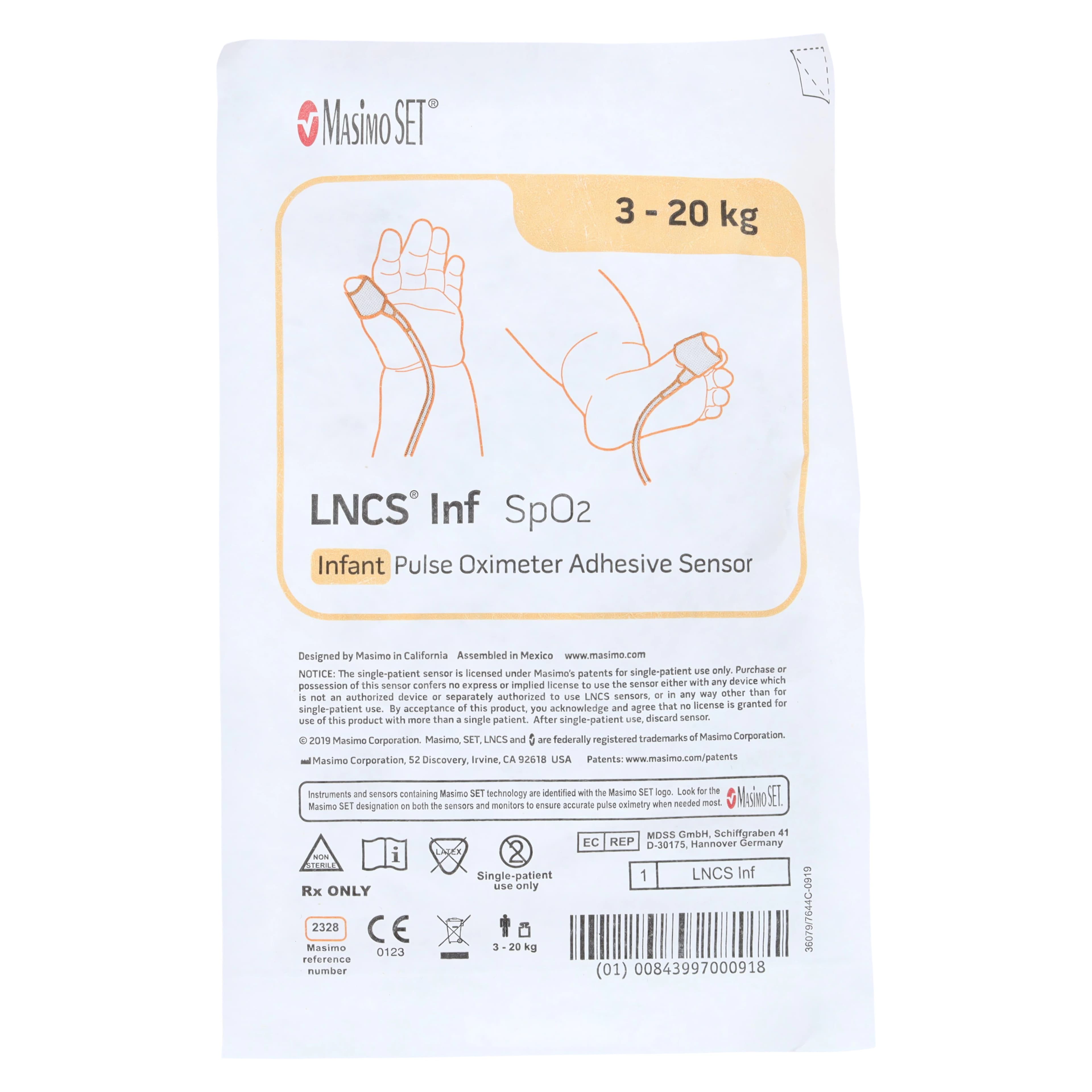 Masimo LNCS Adhesive Infant Pulse Oximetry Sensor, Latex-Free, 20/Box thumbnail 4